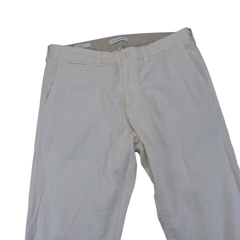 Banana Republic Mens Pants 33x30 Cream Slim Fit Linen Cotton Chino